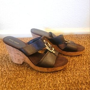 Nine West Buckle Sandals with Cork Heel Size 8.5